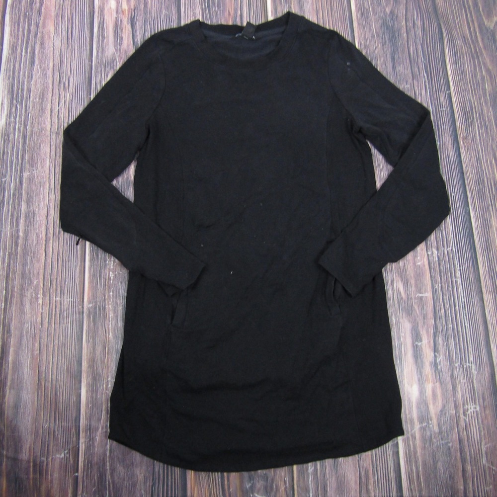 Athleta Dress Womens S Black Sweater Dress Short Crew Neck‎ Long Sleeve